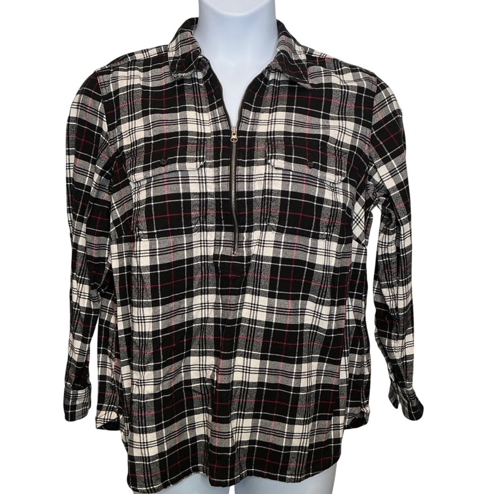 CHAPS Womens Plaid‎ Flannel Long Sleeve Popover Shirt Sz 1X Shacket Layering